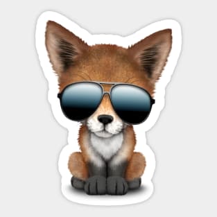 Cute Baby Red Fox Wearing Sunglasses Sticker